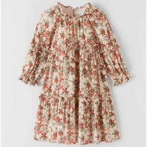 Zara Girls Floral print long sleeves dress size 10 NWT